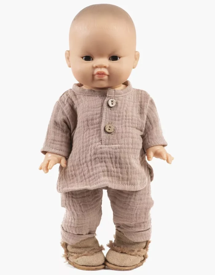 Комплект Andrea з довгими рукавами з бавовняного матеріалу кольору мокко - Зображення 2