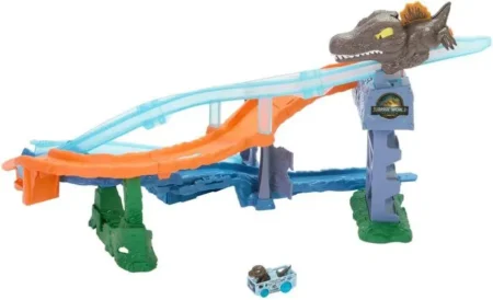 Іграшковий набір Hot Wheels RacerVerse «Світ Юрського періоду: Краш-енд-Сплеш» із литим велоцираптором - Зображення 2
