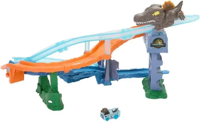 Іграшковий набір Hot Wheels RacerVerse «Світ Юрського періоду: Краш-енд-Сплеш» із литим велоцираптором - Зображення 2