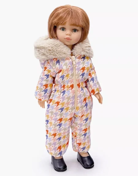 Лижний костюм Gigi з принтованої бавовни з обробкою зі штучного хутра для ляльок Amigas розміром 32 см. - Зображення 2