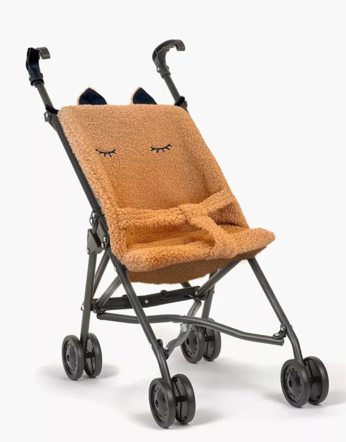 Складана лялькова коляска з сидінням з букле та вишитими деталями - Зображення 1