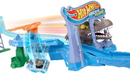Іграшковий набір Hot Wheels RacerVerse «Світ Юрського періоду: Краш-енд-Сплеш» із литим велоцираптором - Зображення 3