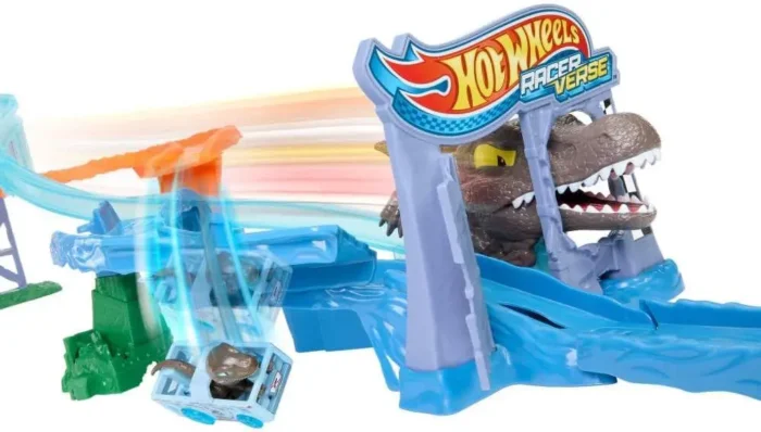 Іграшковий набір Hot Wheels RacerVerse «Світ Юрського періоду: Краш-енд-Сплеш» із литим велоцираптором - Зображення 3