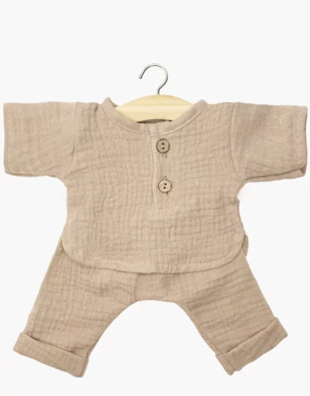 Комплект Andrea з довгими рукавами з бавовняного матеріалу кольору мокко