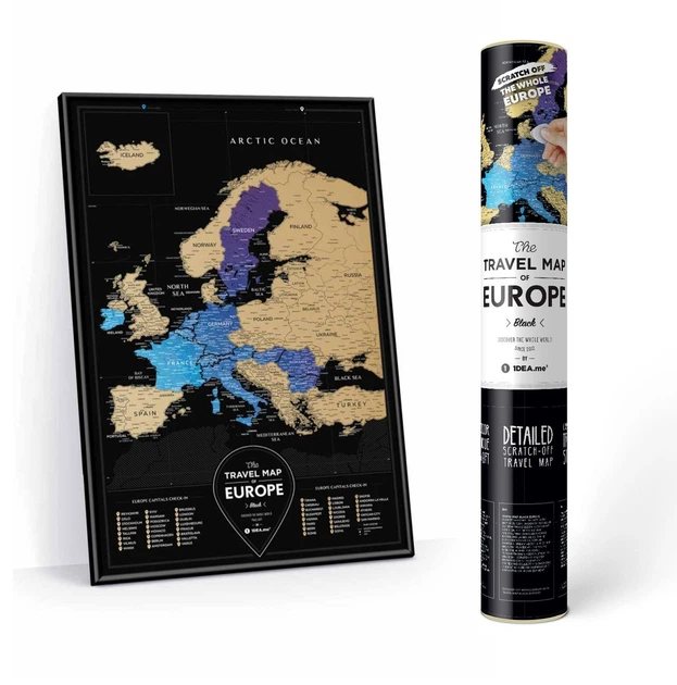 1 Скретч карта Європи Travel Map Black Europe (тубус) - Зображення 1