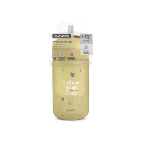 Пляшка із трубочкою, 340 мл, +18 місяців,  Bear Family /жовта (8426420086769) - Зображення 2