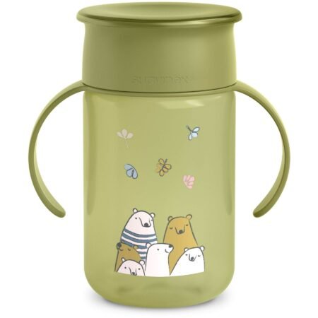 Пляшка-непроливайка, 340 мл,+12 місяців,  Bear Family /зелена (8426420086714)