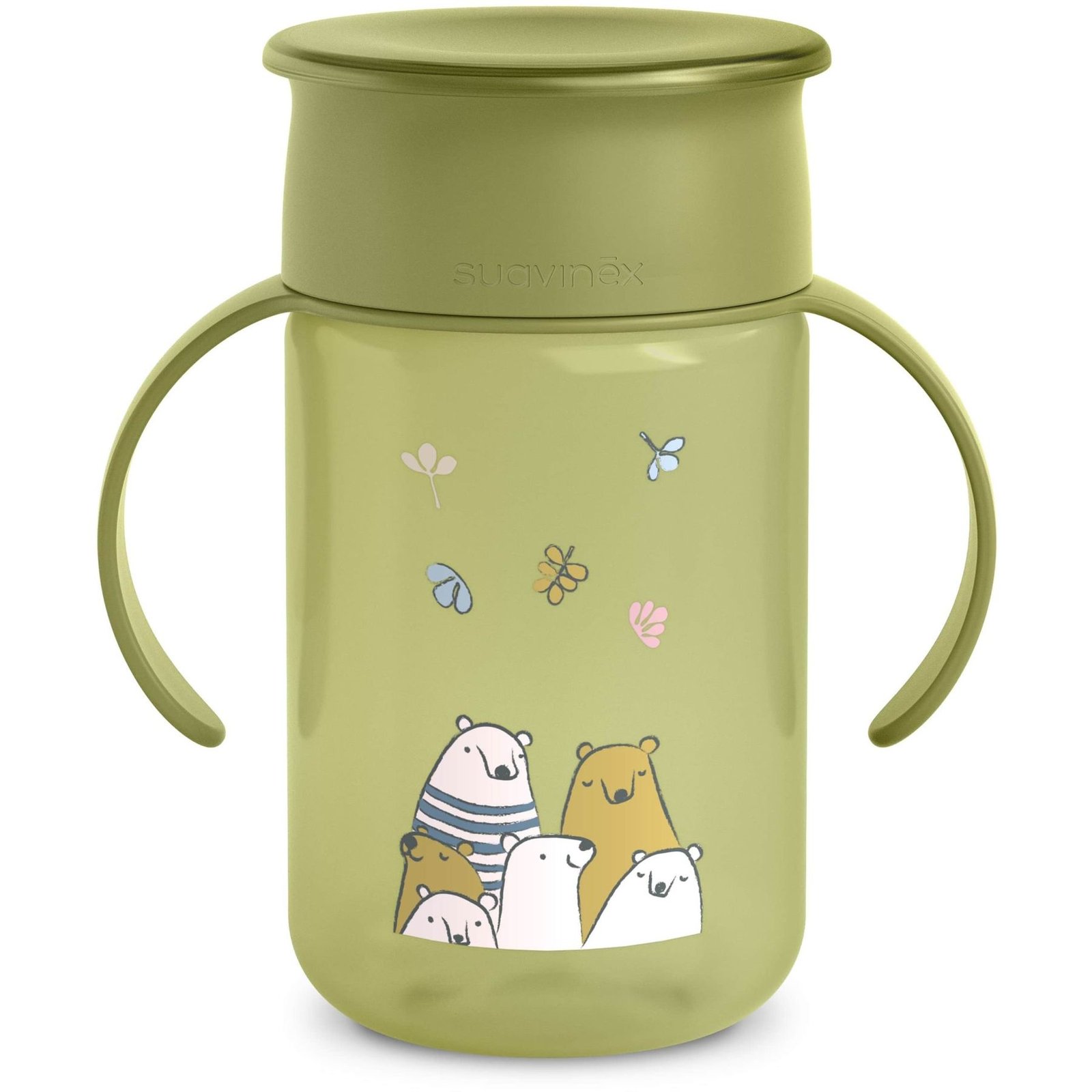 5 Пляшка-непроливайка, 340 мл,+12 місяців, Bear Family /зелена (8426420086714) - Зображення 1