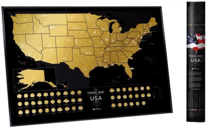 7 Скретч карта CША Travel Map USA Black (тубус) - Зображення 1