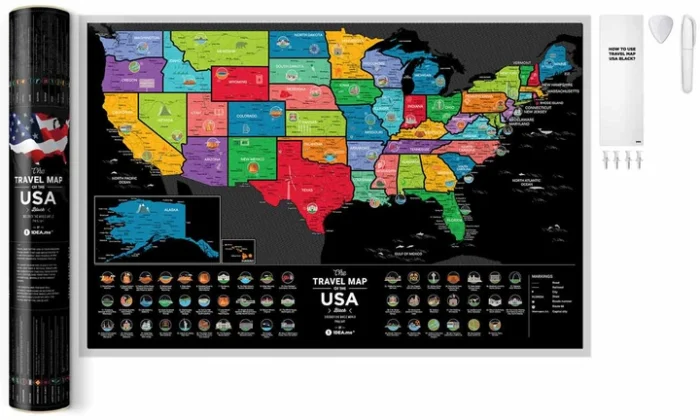 Скретч карта CША  Travel Map USA Black  (тубус) - Зображення 2