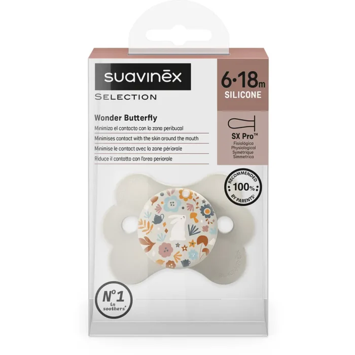 Пустушка фізіологічна у формі метелика, 6-18 місяців,  Wonderland , бежева з малюнком (8426420901161) - Зображення 3