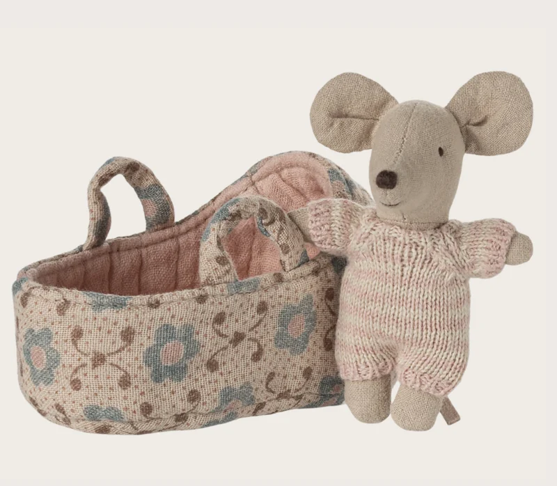 11 Мишка Maileg Baby у люльці - рожева - Зображення 1