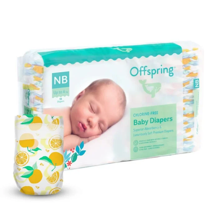 Підгузки Offspring® розмір NB, до 4 кг, 56 шт, Апельсин - Зображення 1