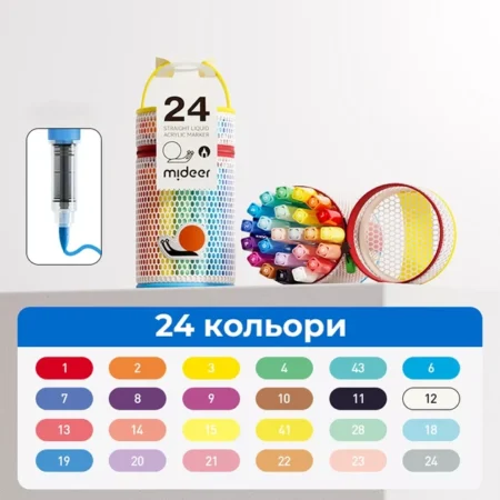 Набір маркерів 24шт. STRAIGHT LIQUID ACRYLIC MARKER 24 - Зображення 2
